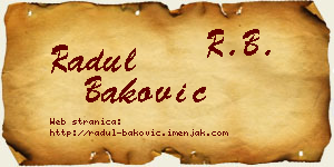 Radul Baković vizit kartica
